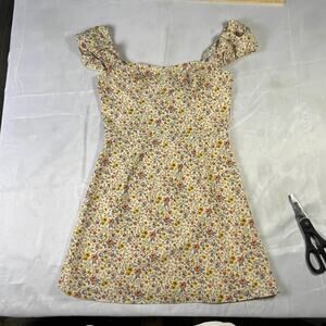 French Connection Women’s Floral Mini Coquette Dress Yellow Size XXS Cottagecore